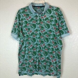Report Collection Abstract Floral Short Sleeve Polo Golf Shirt size Large